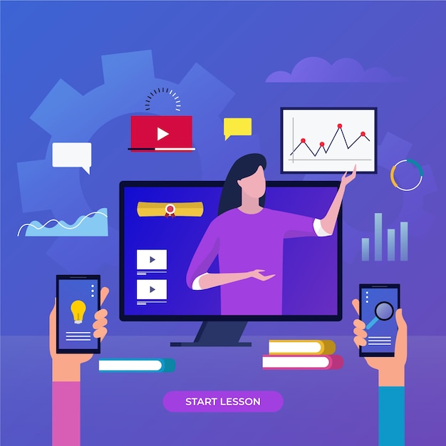 Vector gratuito concepto de cursos en línea
