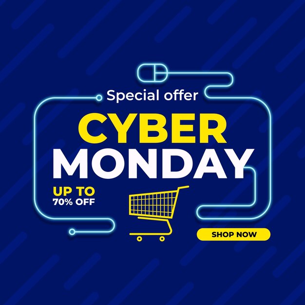 Concepto de cyber monday de diseño plano