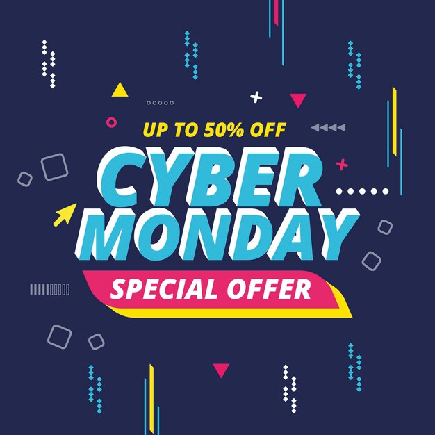 Concepto de cyber monday de diseño plano