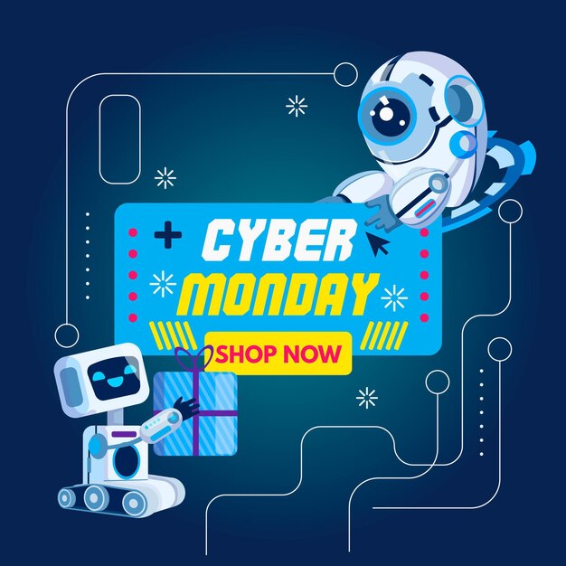 Concepto de cyber monday de diseño plano