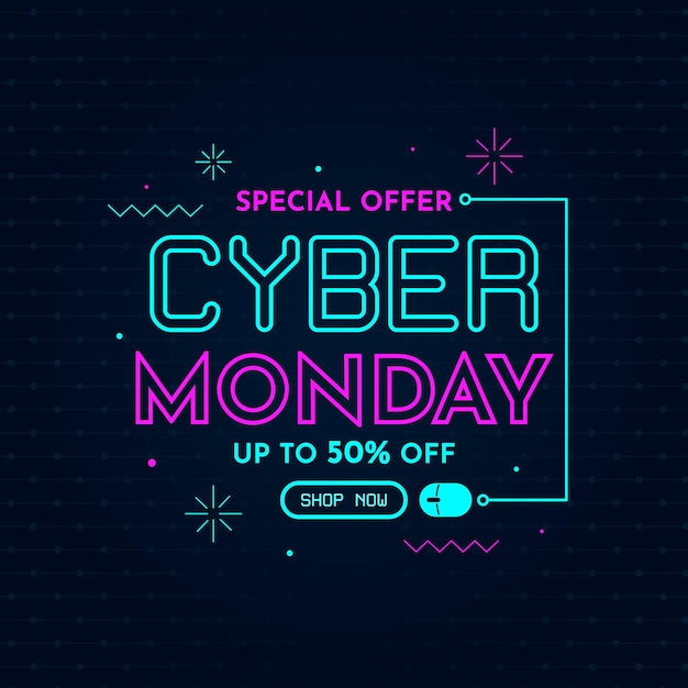 Vector gratuito concepto de cyber monday de diseño plano