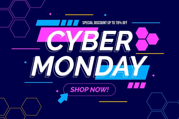 Vector gratuito concepto de cyber monday de diseño plano