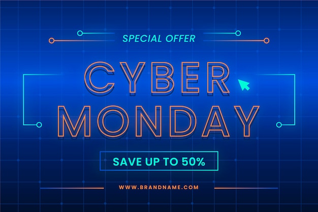 Vector gratuito concepto de cyber monday de diseño plano