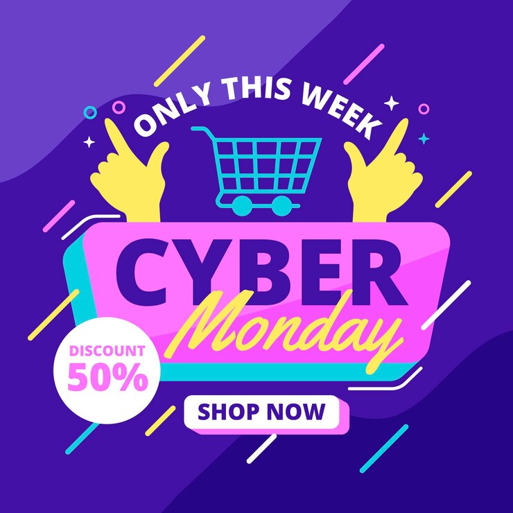 Vector gratuito concepto de cyber monday en diseño plano a