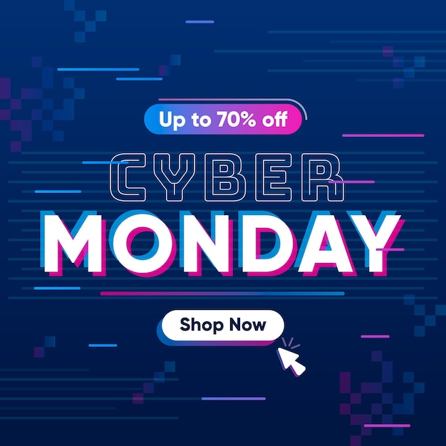 Vector gratuito concepto de cyber monday de diseño plano