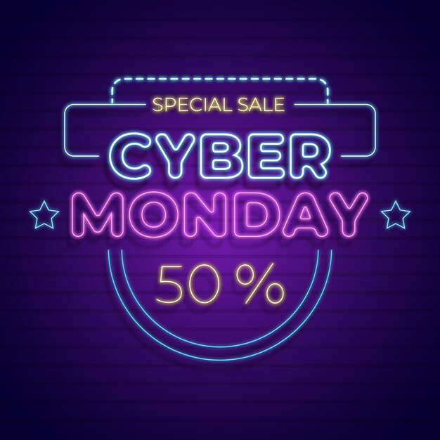 Concepto de cyber monday de neón