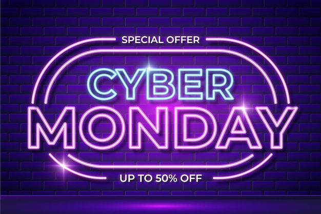 Concepto de cyber monday de neón