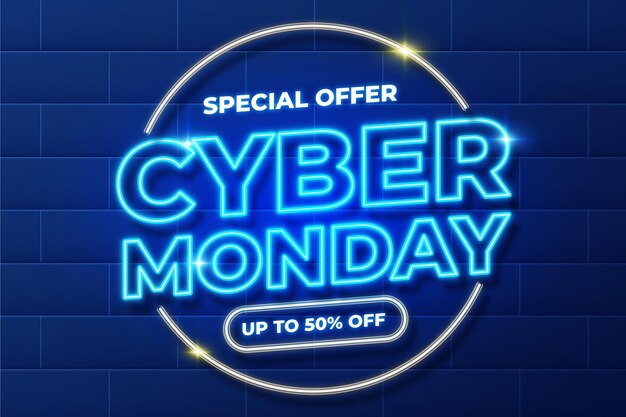 Concepto de cyber monday de neón