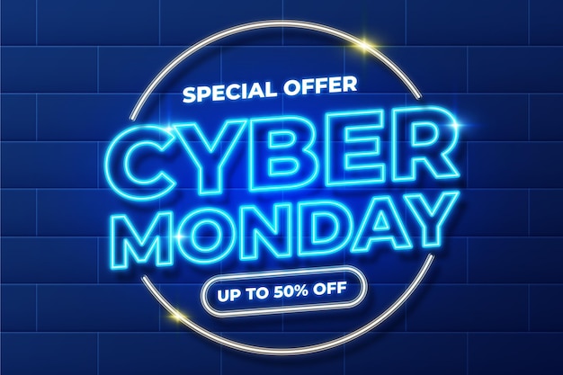 Concepto de cyber monday de neón
