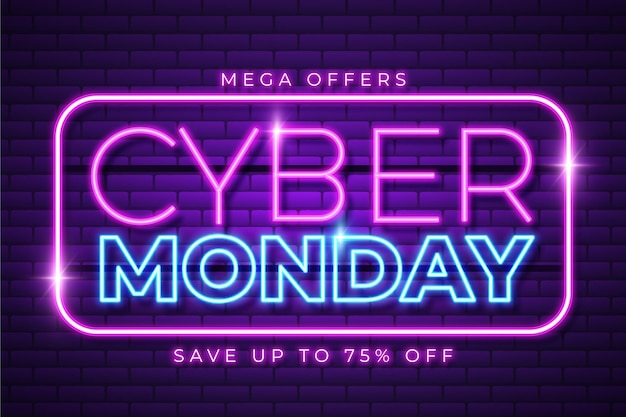 Concepto de cyber monday de neón