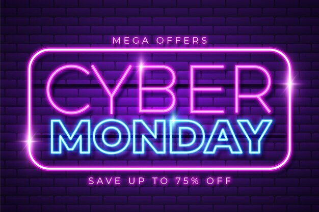Concepto de cyber monday de neón