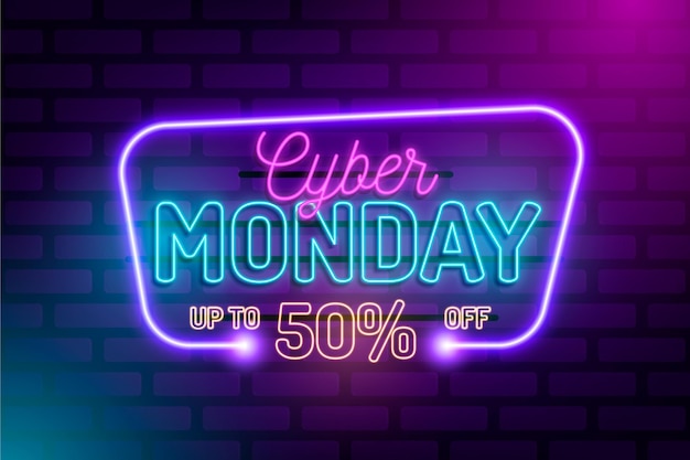 Concepto de cyber monday de neón