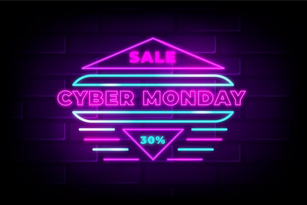 Concepto de cyber monday de neón