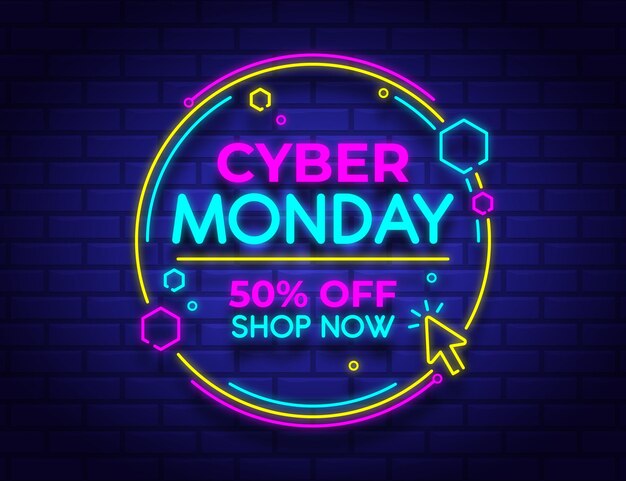 Concepto de cyber monday de neón