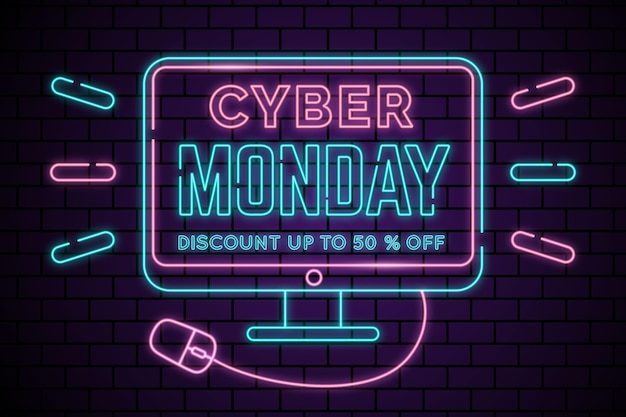 Concepto de cyber monday de neón