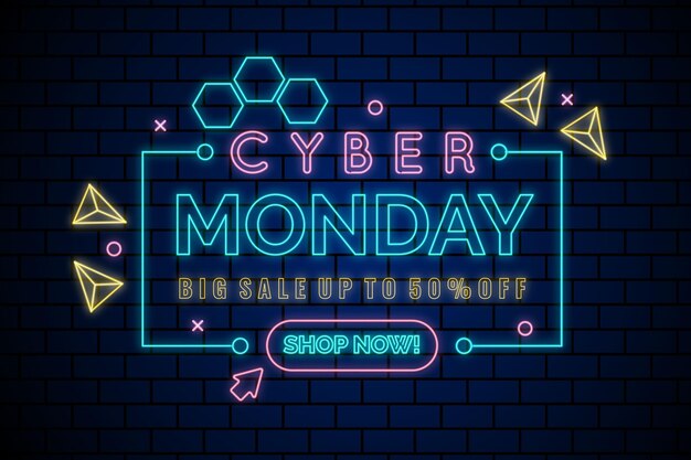 Concepto de cyber monday de neón