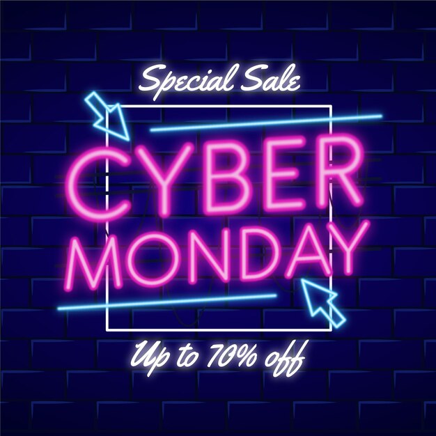 Concepto de cyber monday de neón