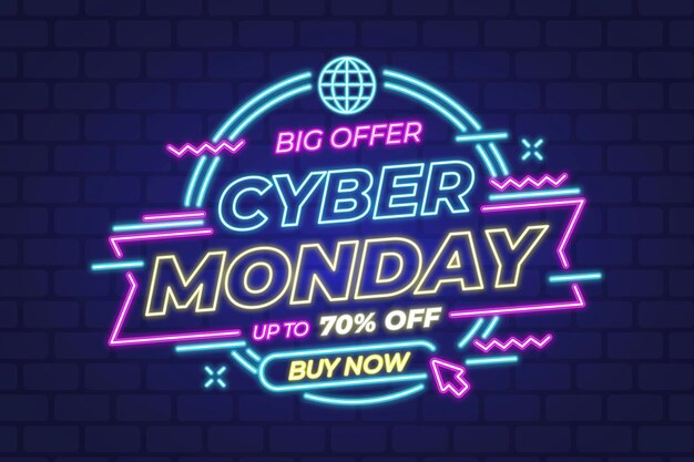 Concepto de cyber monday de neón