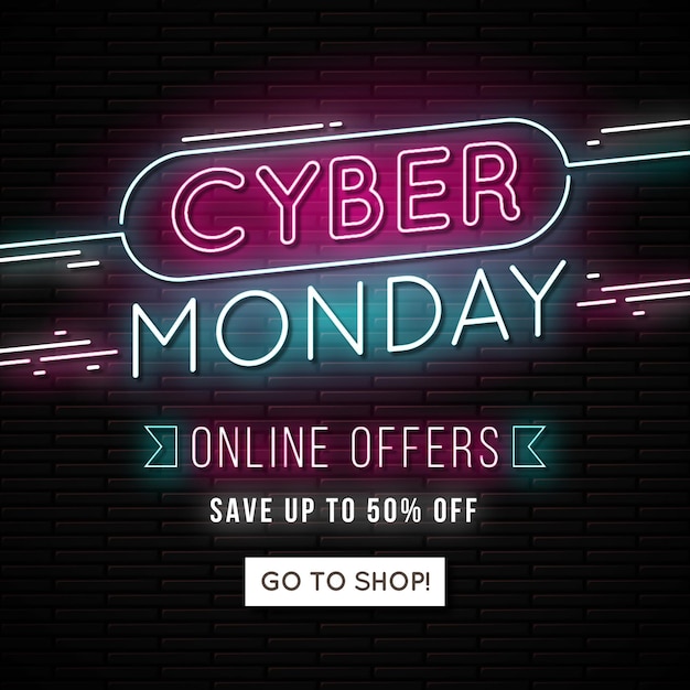 Concepto de cyber monday de neón