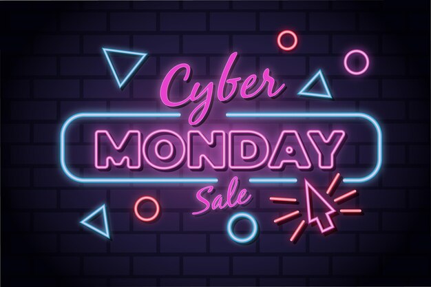 Concepto de cyber monday de neón