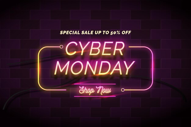Concepto de cyber monday de neón
