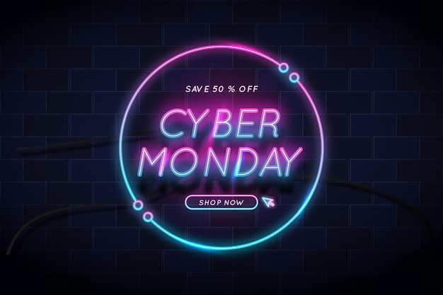 Concepto de cyber monday de neón