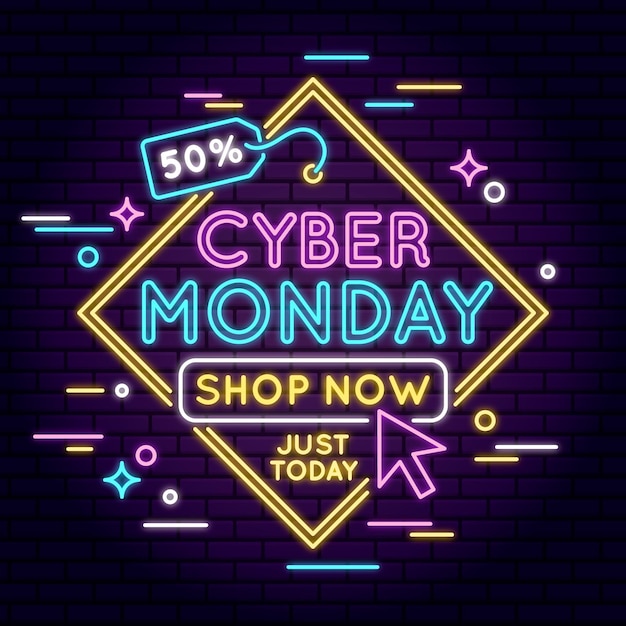 Concepto de cyber monday de neón