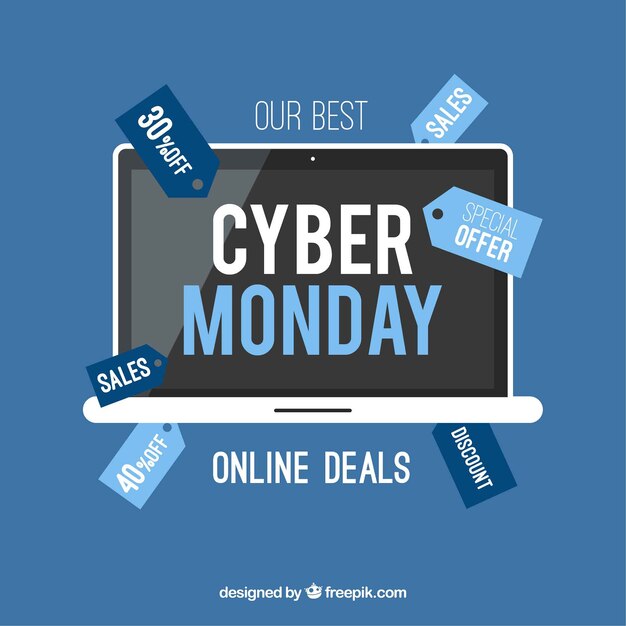 Concepto de cyber monday con portátil