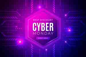 Vector gratuito concepto de cyber monday de tecnología realista