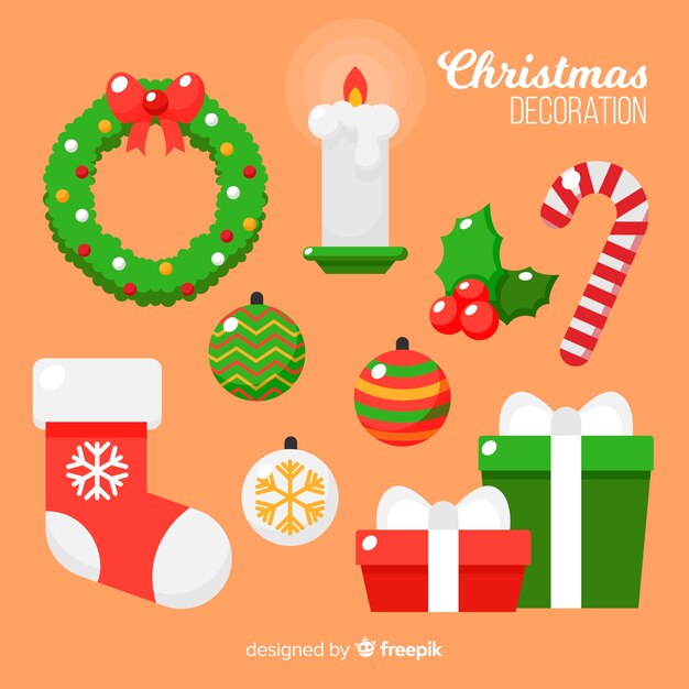 Concepto de decoración de navidad flat