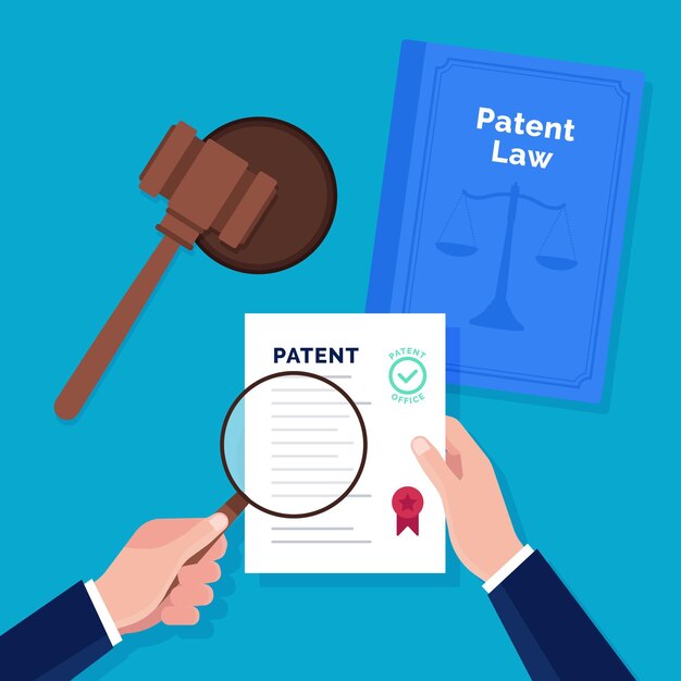 Concepto de derecho de patentes con documentos