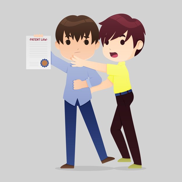 Concepto de derecho de patentes estilo de dibujos animados