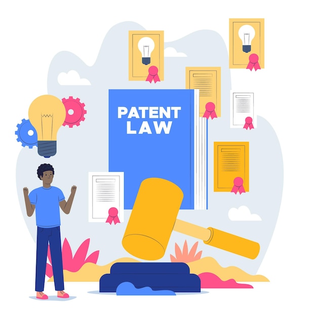 Concepto de derecho de patentes ilustrado