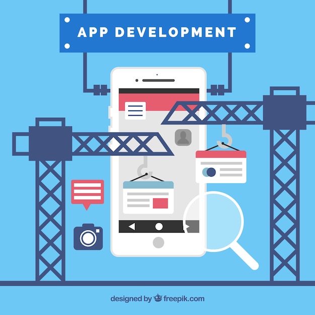 Concepto de desarrollo de app con diseño plano
