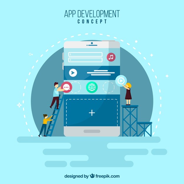 Concepto de desarrollo de app con diseño plano