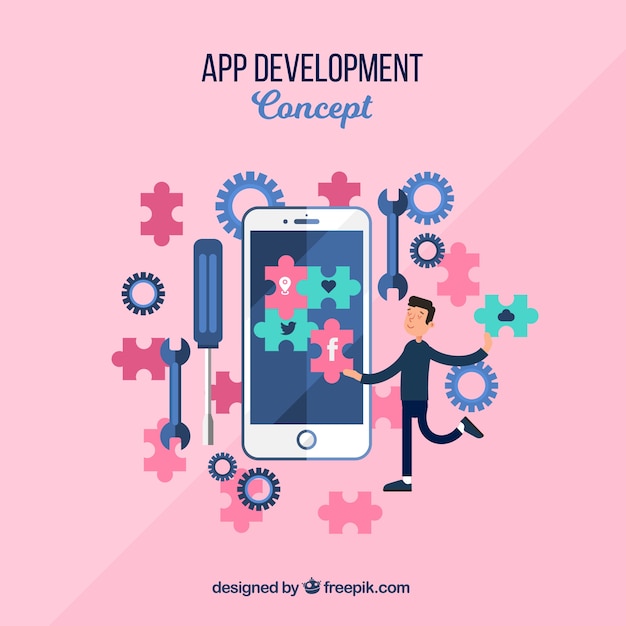 Vector gratuito concepto de desarrollo de app con diseño plano