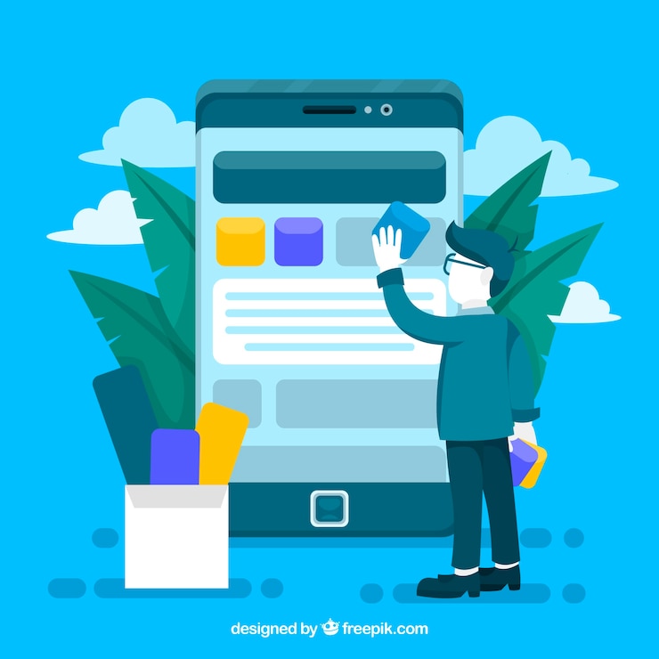 Vector gratuito concepto de desarrollo de app con diseño plano