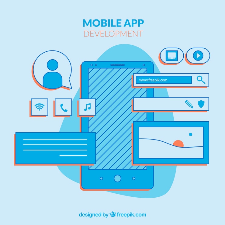 Vector gratuito concepto de desarrollo de app con estilo de dibujo a mano