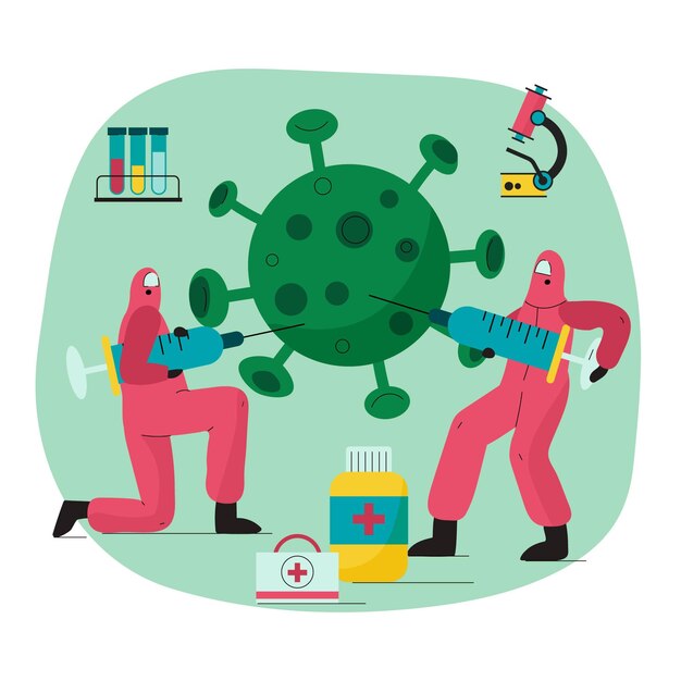 Concepto de desarrollo de vacuna de coronavirus