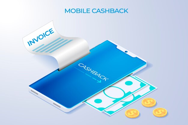 Concepto de devolución de dinero móvil con teléfono inteligente