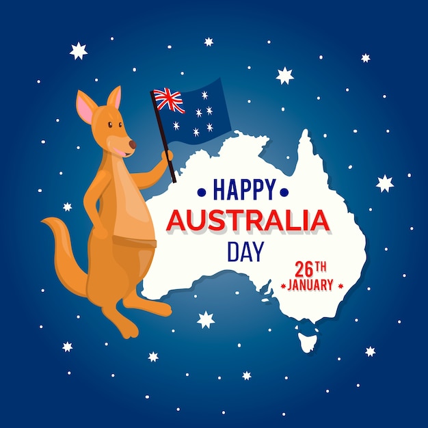 Vector gratuito concepto del día de australia con canguro