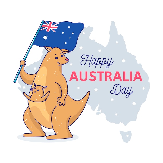 Concepto de día de australia dibujado a mano