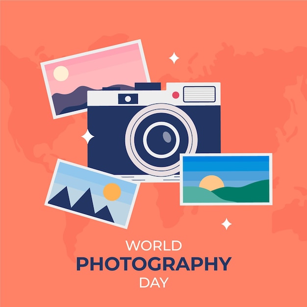 Concepto de día de fotografía mundial de diseño plano