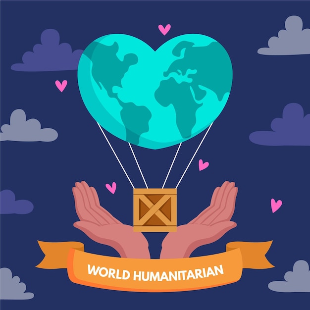 Vector gratuito concepto de día humanitario mundial de diseño plano