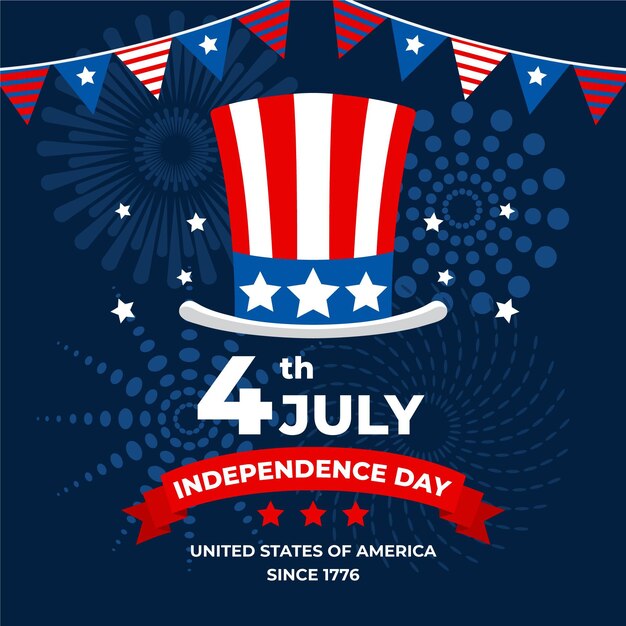 Concepto de día de independencia de Estados Unidos de diseño plano