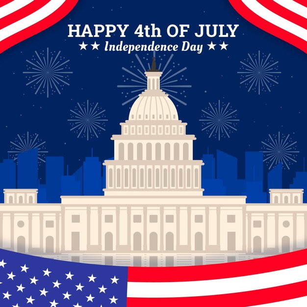 Concepto de día de independencia de Estados Unidos de diseño plano