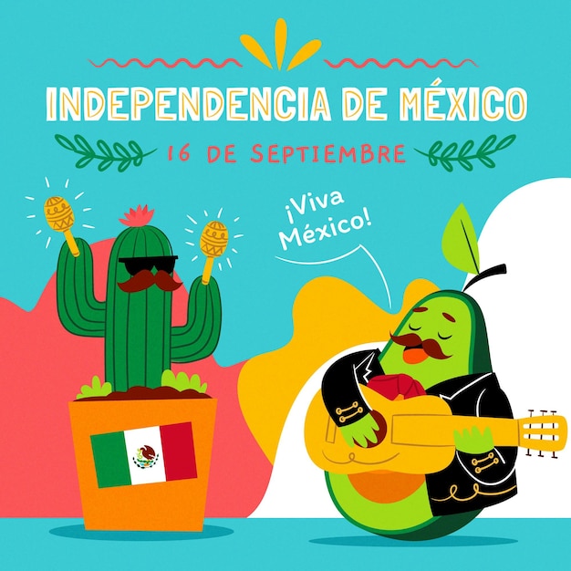 Concepto de día de independencia méxico dibujado a mano