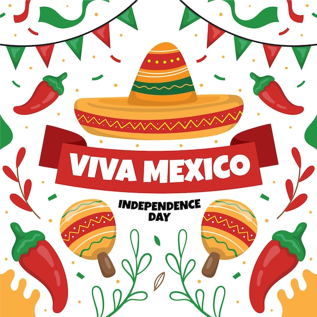 Concepto de día de independencia méxico dibujado a mano