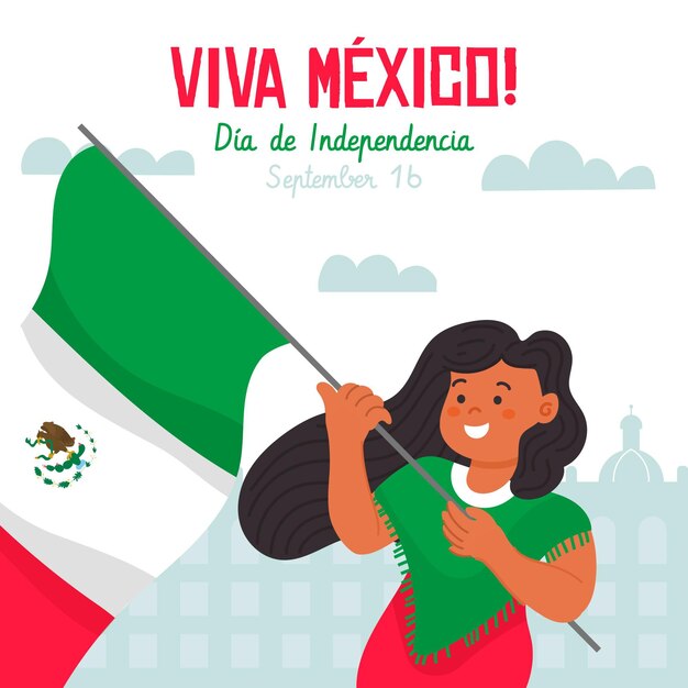 Concepto de día de independencia méxico dibujado a mano