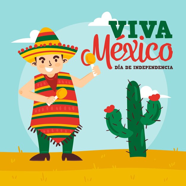 Concepto de día de independencia méxico dibujado a mano